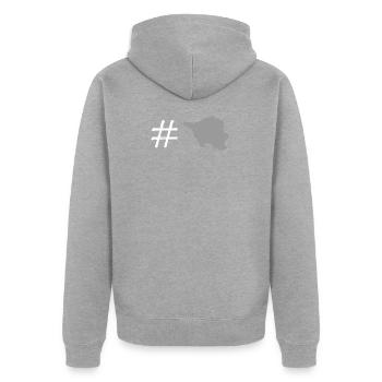 saarland - Unisex Premium Bio Zip Hoodie - Grau meliert - Hinten - Nico (187cm)