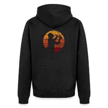 Saxofon Jazz Swing Klassik Musik Ska Punk Rock - Unisex Premium Bio Zip Hoodie - Schwarz - Hinten - Nico (187cm)