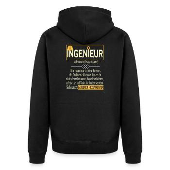 Ingeniuer Definition - Unisex Premium Organic Zip Hoodie - black - Back - Nico (187cm)