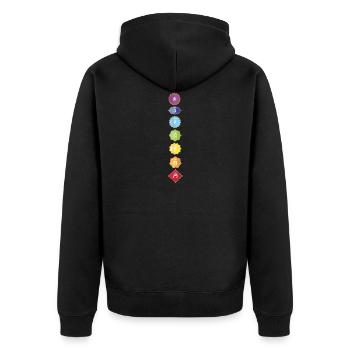 Chakras spiritual colors and signs t-shirt - Unisex Premium Organic Zip Hoodie - black - Back - Nico (187cm)