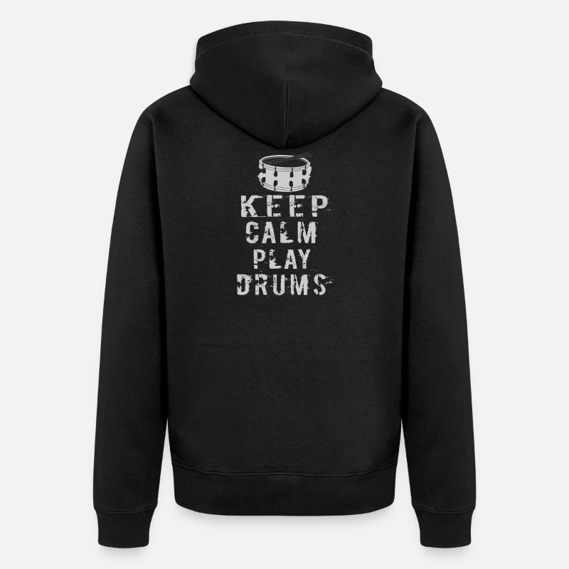 keep calm and play drums - Veste à capuche bio Premium Unisexe - noir