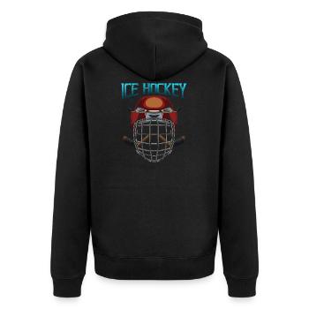 Ice Hockey - Unisex Premium Bio Zip Hoodie - Schwarz - Hinten - Nico (187cm)