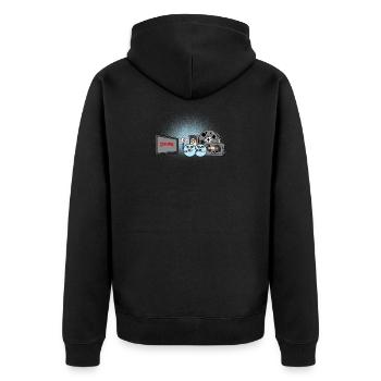 Cadeau drôle de cassette vidéo CD anti-streaming - Veste à capuche bio Premium Unisexe - noir - Dos - Nico (187cm)