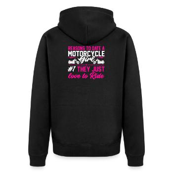 Sexy Biker Gift Motorcycle Dates Bikes - Unisex Premium Organic Zip Hoodie - black - Back - Nico (187cm)