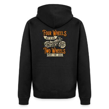 Motorrad Geschenk Zweiräder Motoren lustig - Unisex Premium Bio Zip Hoodie - Schwarz - Hinten - Nico (187cm)
