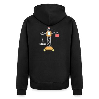 Crane children's construction site - Unisex Premium Organic Zip Hoodie - black - Back - Nico (187cm)