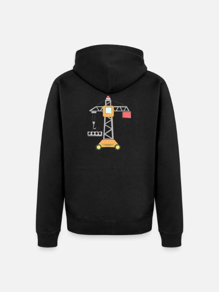 Crane children's construction site - Unisex Premium Organic Zip Hoodie - black