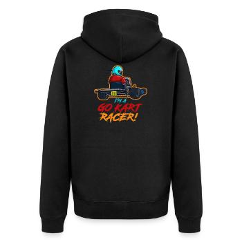 Go-Kart-Racer - Unisex Premium Bio Zip Hoodie - Schwarz - Hinten - Nico (187cm)