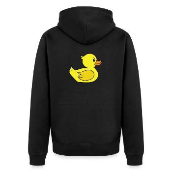 Doux canard jaune - Un petit canard mignon - Veste à capuche bio Premium Unisexe - noir - Dos - Nico (187cm)