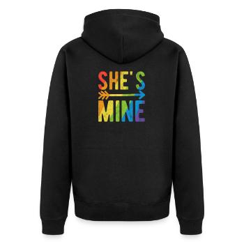 She's mine! Sie gehört mir! Ehefrau Statement - Unisex Premium Bio Zip Hoodie - Schwarz - Hinten - Nico (187cm)