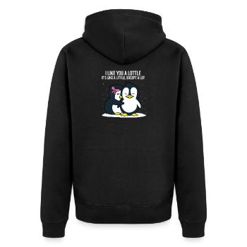Je t'aime un cadeau de couples d'amour pingouin lottle - Veste à capuche bio Premium Unisexe - noir - Dos - Nico (187cm)