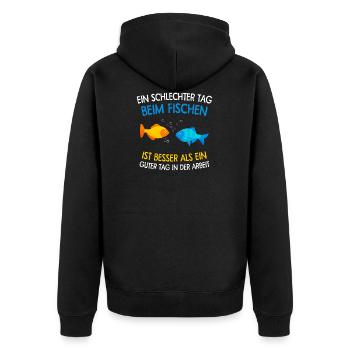 Lieber ein schlechter Tag beim Angeln - Unisex Premium Bio Zip Hoodie - Schwarz - Hinten - Nico (187cm)