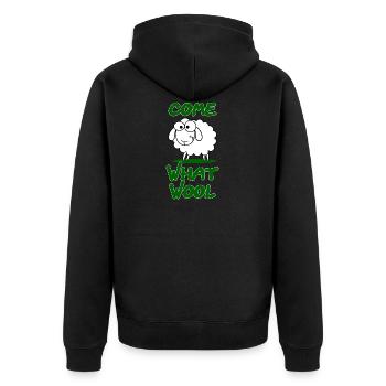 Come What Wool Schaaf Witziges Design Geschenk - Unisex Premium Bio Zip Hoodie - Schwarz - Hinten - Nico (187cm)