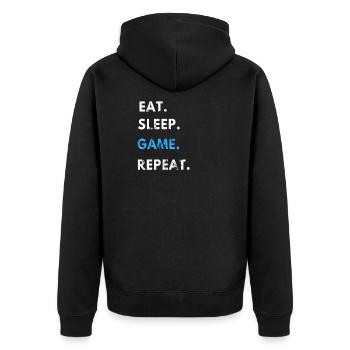 Gaming - Unisex Premium Organic Zip Hoodie - black - Back - Nico (187cm)