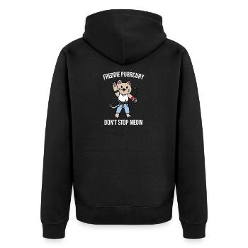 Lustig Freddie Purrcury Katze Rock Sänger Geschenk - Unisex Premium Bio Zip Hoodie - Schwarz - Hinten - Nico (187cm)