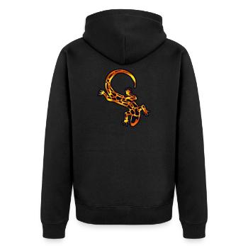 salamander - Unisex Premium Bio Zip Hoodie - Schwarz - Hinten - Nico (187cm)