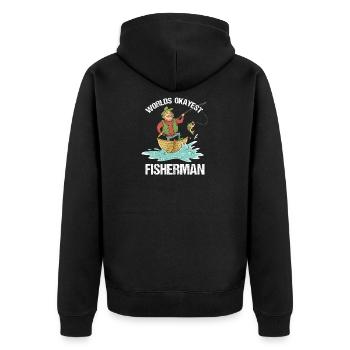 Angeln Geschenk fischen Fische lustig Karpfen - Unisex Premium Bio Zip Hoodie - Schwarz - Hinten - Nico (187cm)
