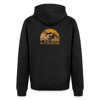 Motocross sunset - motorcycle, dirtbike - Unisex Premium Organic Zip Hoodie - black - Back - Nico (187cm)