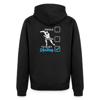 Funny Single Taken I'm Busy Speed Skating - Unisex Premium Bio Zip Hoodie - Schwarz - Hinten - Nico (187cm)