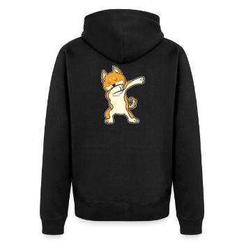 Shiba Inu Hund Dabbing Dabbin Lustig Tanz Geschenk - Unisex Premium Bio Zip Hoodie - Schwarz - Hinten - Nico (187cm)