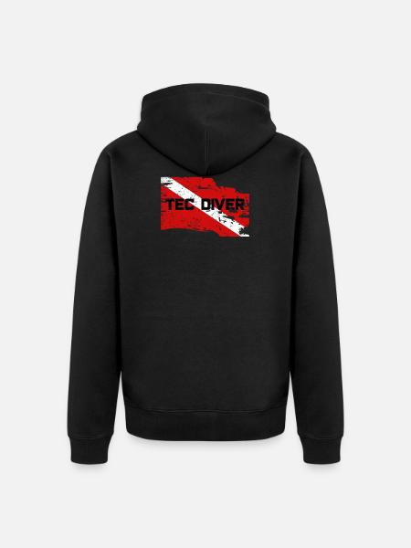 TEC DIVER - Unisex Premium Organic Zip Hoodie - black