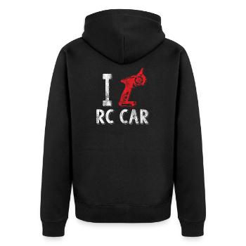 RC Auto Liebe Rennsport - Unisex Premium Bio Zip Hoodie - Schwarz - Hinten - Nico (187cm)