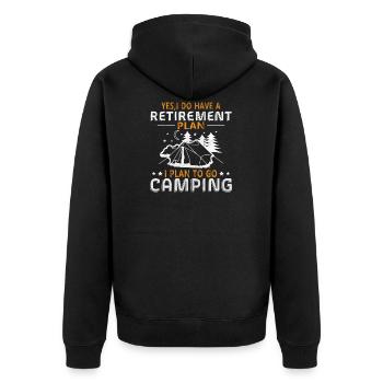 Rente Camping Zelten - Unisex Premium Bio Zip Hoodie - Schwarz - Hinten - Nico (187cm)