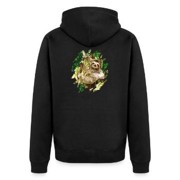 Paresse avec fond de jungle - Veste à capuche bio Premium Unisexe - noir - Dos - Nico (187cm)