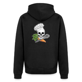 Cook cooking cook kitchen skull eating vegan - Unisex Premium Organic Zip Hoodie - black - Back - Nico (187cm)