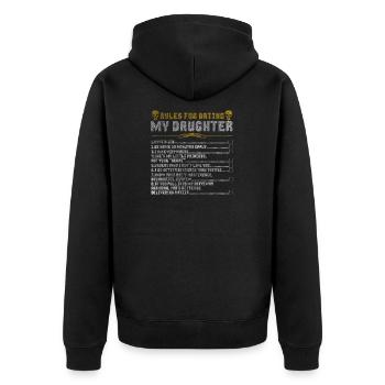 Papa Tochter Geschenk Regeln Herz Liebe - Unisex Premium Bio Zip Hoodie - Schwarz - Hinten - Nico (187cm)