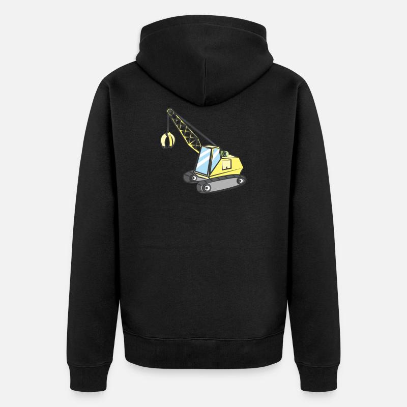 Kran mit Greifzange - Unisex Premium Bio Zip Hoodie - Schwarz
