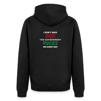 Je n’ai pas besoin de sexe, le gouvernement me baise - Veste à capuche bio Premium Unisexe - noir - Dos - Nico (187cm)