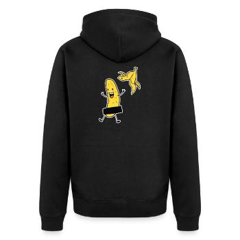 Striptease Banane | Bananen Humor Geschenk Party - Unisex Premium Bio Zip Hoodie - Schwarz - Hinten - Nico (187cm)