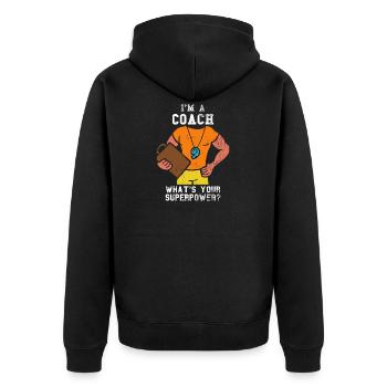 Coach coach - Unisex Premium Organic Zip Hoodie - black - Back - Nico (187cm)