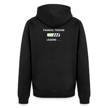 Finanzielle Freiheit Kapitalismus Aktien Dividende - Unisex Premium Bio Zip Hoodie - Schwarz - Hinten - Nico (187cm)