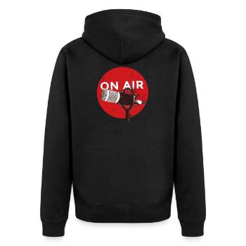 on air - Unisex Premium Organic Zip Hoodie - black - Back - Nico (187cm)