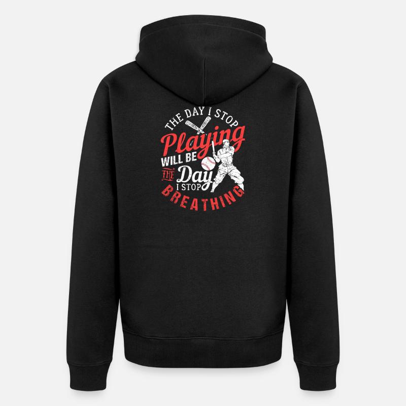 Baseball - Unisex Premium Bio Zip Hoodie - Schwarz