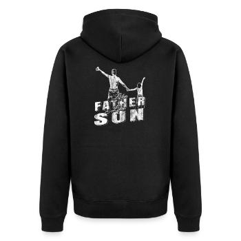 father and son - Unisex Premium Organic Zip Hoodie - black - Back - Nico (187cm)