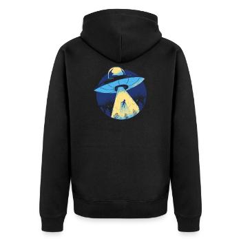 UFO - Unisex Premium Organic Zip Hoodie - black - Back - Nico (187cm)