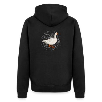 Gans Hausgans Goose Weihnachtsgans Geschenk - Unisex Premium Bio Zip Hoodie - Schwarz - Hinten - Nico (187cm)