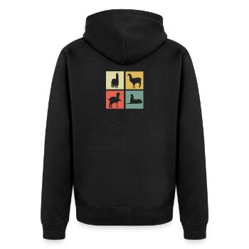 lama - Unisex Premium Organic Zip Hoodie - black - Back - Nico (187cm)