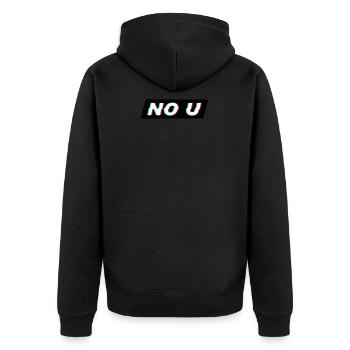 No u Meme Shirt - Unisex Premium Organic Zip Hoodie - black - Back - Nico (187cm)