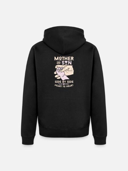 Mutter Sohn Geschenk - Unisex Premium Bio Zip Hoodie - Schwarz