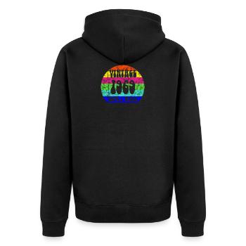 Vintage 1969 Hippie Peace Baujahr Jahrgang Geboren - Unisex Premium Bio Zip Hoodie - Schwarz - Hinten - Nico (187cm)
