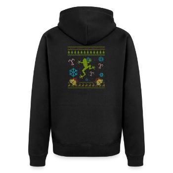 Custom Christmas Sweater Shirt Pet Frog Shirt - Unisex Premium Organic Zip Hoodie - black - Back - Nico (187cm)