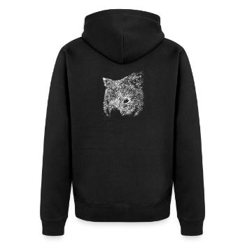 Wombat Zeichnung - Unisex Premium Bio Zip Hoodie - Schwarz - Hinten - Nico (187cm)