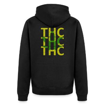 Weed THC - Unisex Premium Bio Zip Hoodie - Schwarz - Hinten - Nico (187cm)