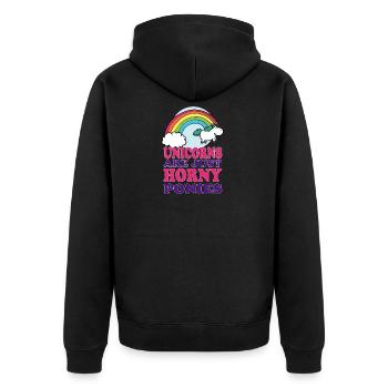 Unicorns are just horny ponies - Unisex Premium Bio Zip Hoodie - Schwarz - Hinten - Nico (187cm)