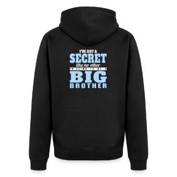 Ich werde ein großer Bruder - Unisex Premium Bio Zip Hoodie - Schwarz - Hinten - Nico (187cm)