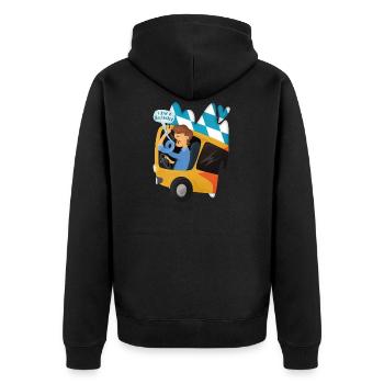 Busfahrer Bayern Schulbus Omnibus Geschenk - Unisex Premium Bio Zip Hoodie - Schwarz - Hinten - Nico (187cm)